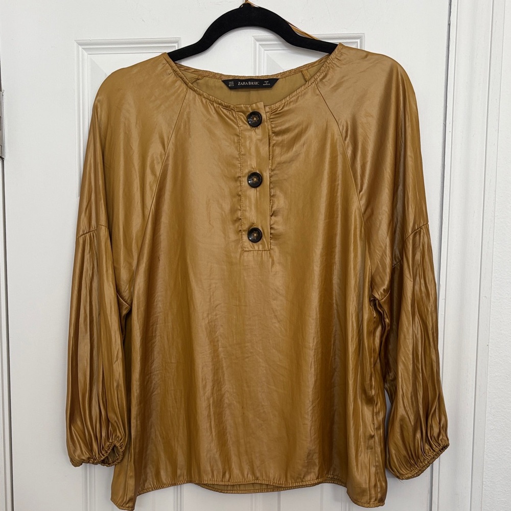 Zara Basic Blouse in Mustard Yellow Sz M